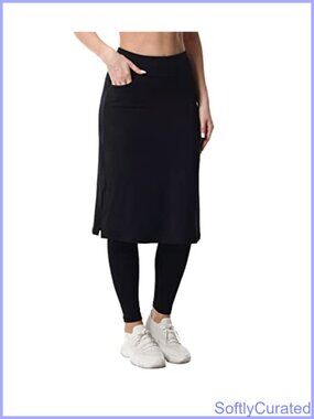 Women's Modest Midi Skirt with Attached Leggings Pockets UPF 50+ Skort Capris
